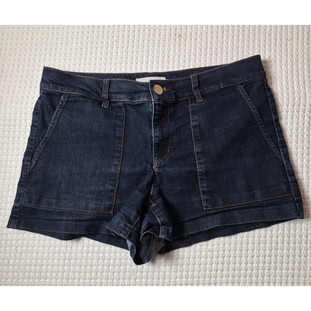 LOFT Denim Shorts Women 4 27 Dark Indigo Blue Very Good Condition Patch Pocket